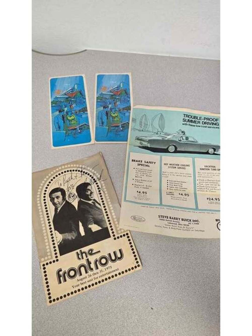 Lot of Vintage 1970s Ephemera – Autographed Front Row Theater Program